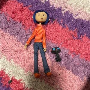 Coraline Collectable Posable/Bendable Doll with Cat Companion- Used